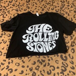 Black and White Crop Top with Retro Rock Graphics